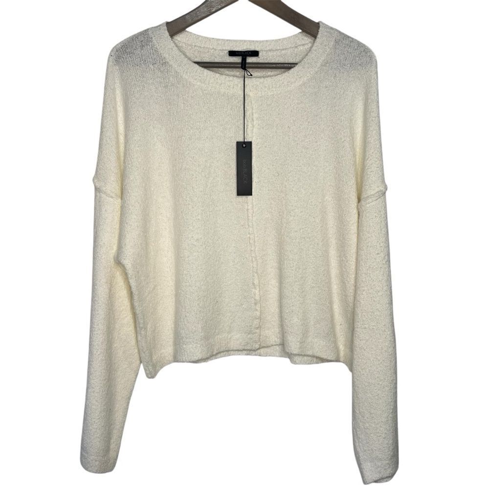 NWT Bobi Black Pullover Sweater size Medium Ivory Cream Cotton Blend Capsule